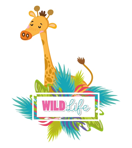 Vector leuke giraffe dieren in het wild cartoon