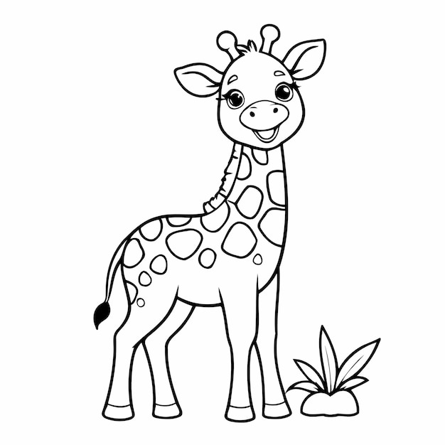 Vector leuke giraffe doodle voor peuters kleurplaten