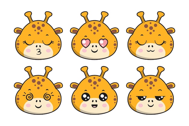 Leuke giraffe gezicht hoofd sticker emoticon deel 2