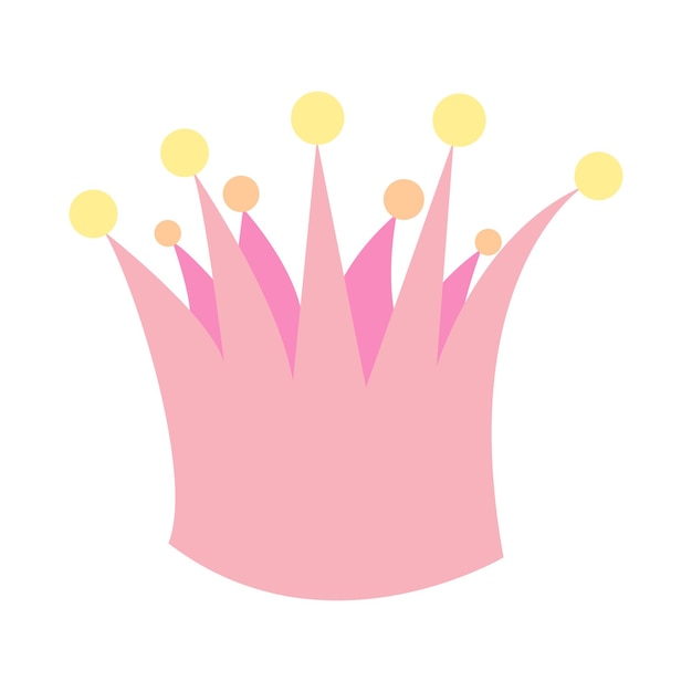 Leuke girly roze kroon in vlakke stijl Fairytale element voor koninklijke familie eenvoudige roze kroon pictogram kinderillustratie