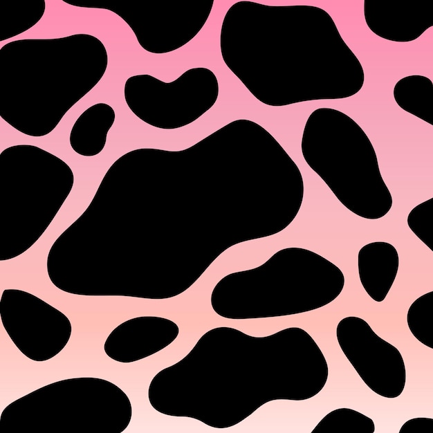 Leuke glamour girly vector abstracte dierenbont koe vlekken patroon op roze achtergrond met kleurovergang stof