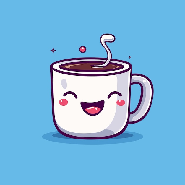 Leuke glimlachende kawaii koffiekop cartoon personage vector illustratie