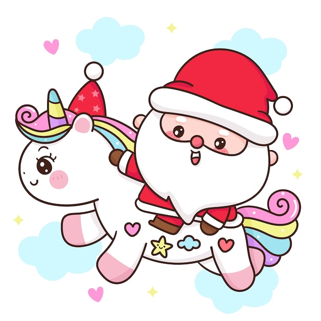 Leuke Gnome santa rit eenhoorn pony kawaii kerst cartoon