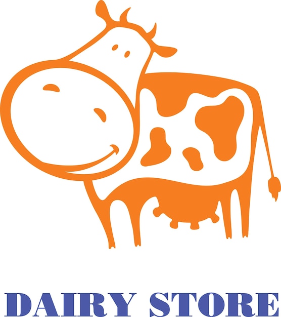 Leuke goede oranje koe als logo-element van de zuivelwinkel