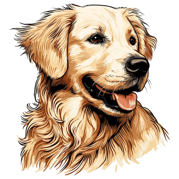 Vector leuke golden retriever hond cartoon vector stijl witte achtergrond