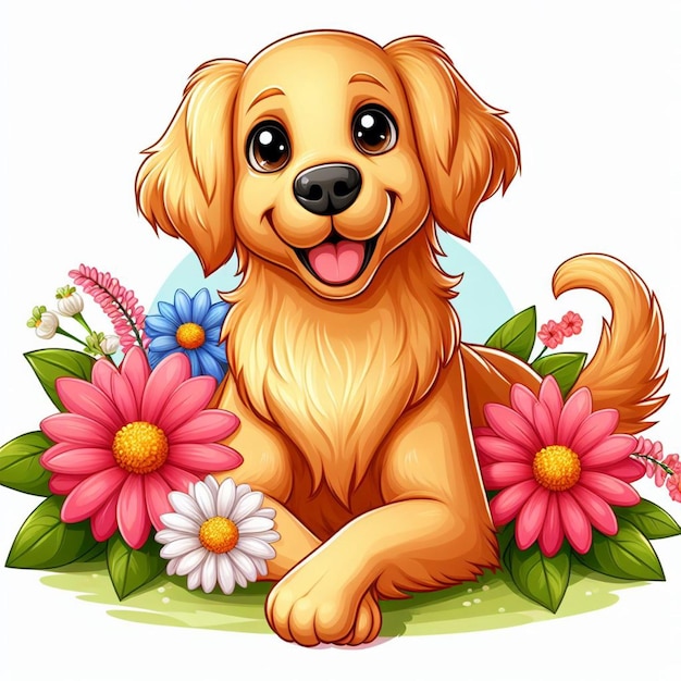 Leuke Golden Retriever hond Vector cartoon illustratie
