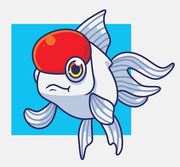 Leuke gouden vis wit geïsoleerde cartoon dierlijke illustratie Flat Style Sticker Icon Design Premium