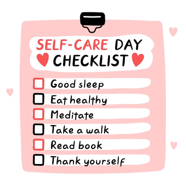 Vector leuke grappige checklist voor zelfzorgdag om lijst te doen