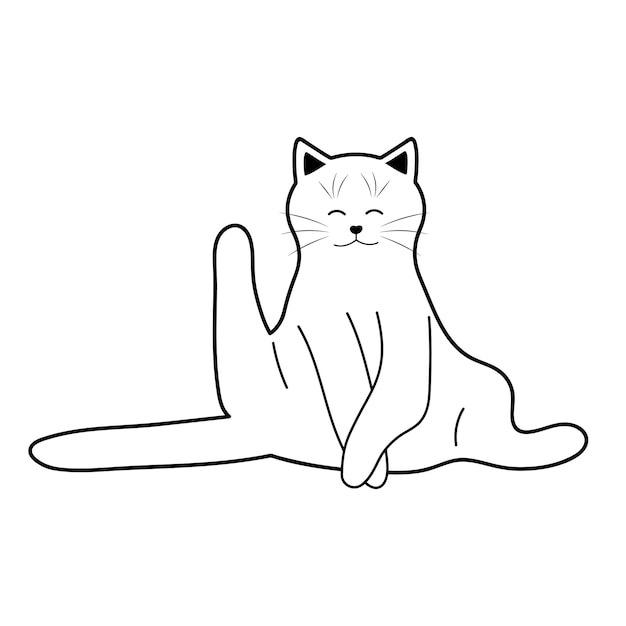 Leuke grappige dikke kat Doodle lineaire huisdieren personage
