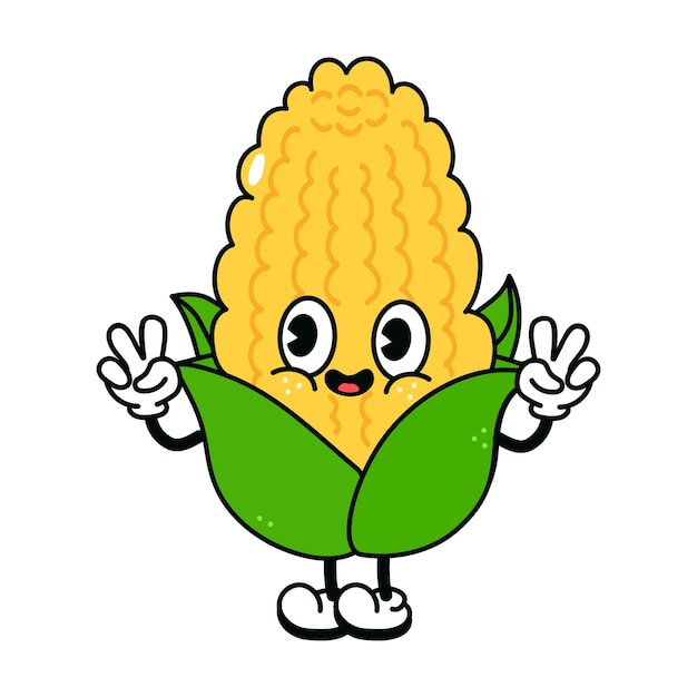 Leuke grappige maïs zwaaiende hand karakter