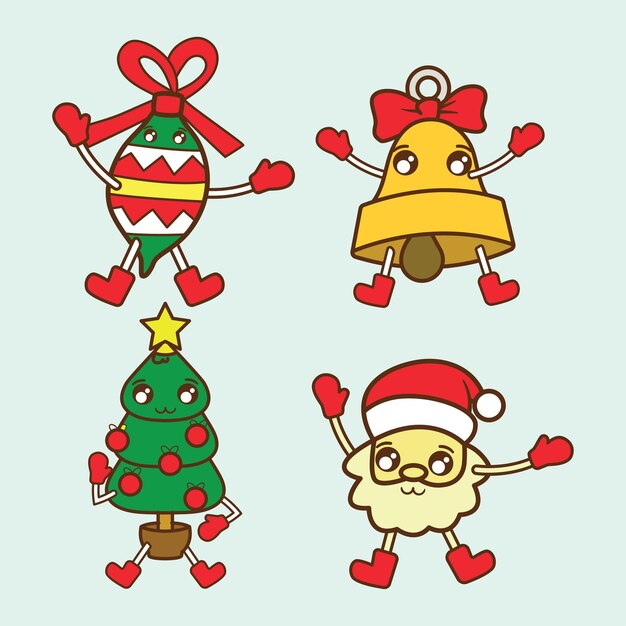 Leuke grappige retro kerstversiering mascotte collectie