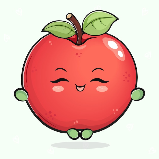 Leuke grappige rode appel die yogakarakter doet