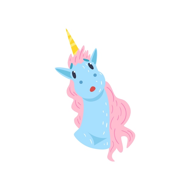 Leuke grappige unicorn karakter cartoon vector illustratie geïsoleerd op een witte achtergrond.