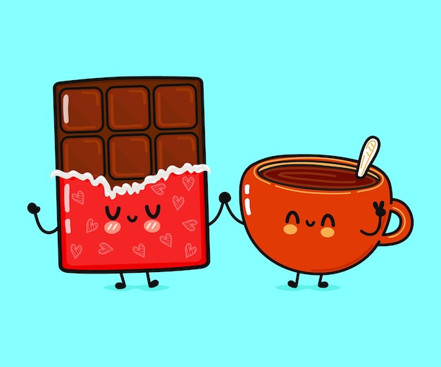 Leuke grappige vrolijke kop koffie en chocoladekarakter
