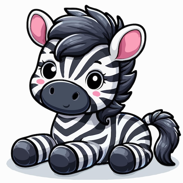 Leuke grappige zebra cartoon vector op witte achtergrond