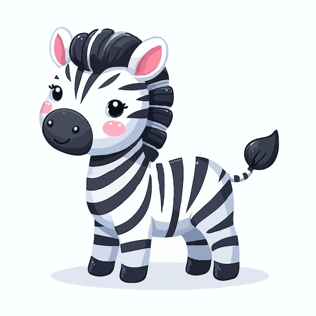 Leuke grappige zebra cartoon vector op witte achtergrond