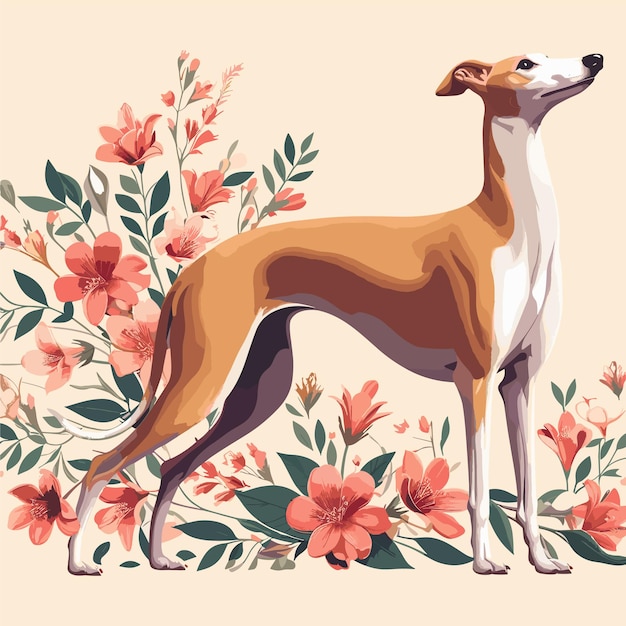 Vector leuke greyhound dog cartoon vector style witte achtergrond