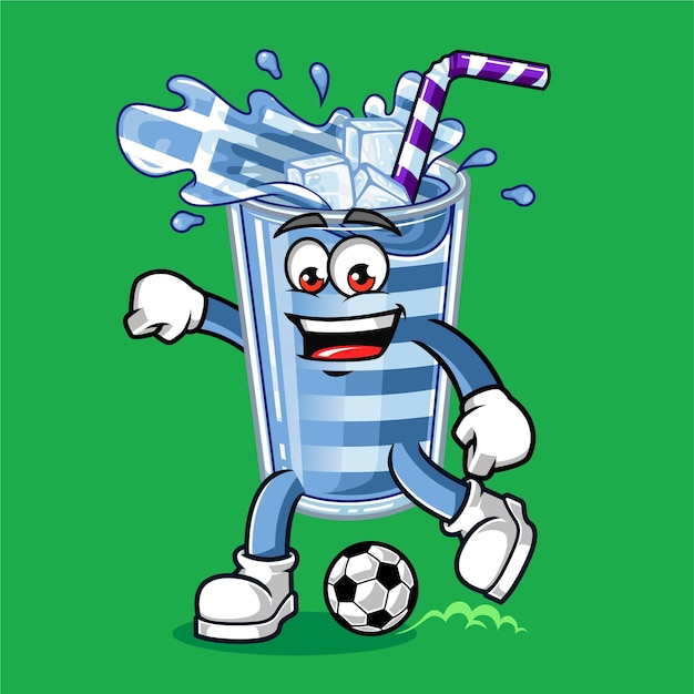 Leuke Griekenland drinken vlag voetballen mascotte vectorillustratie