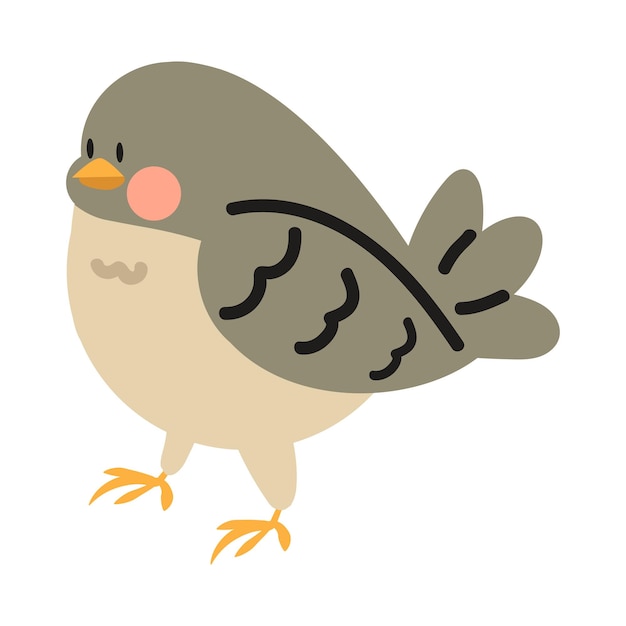 Leuke grijze vogel doodle vector