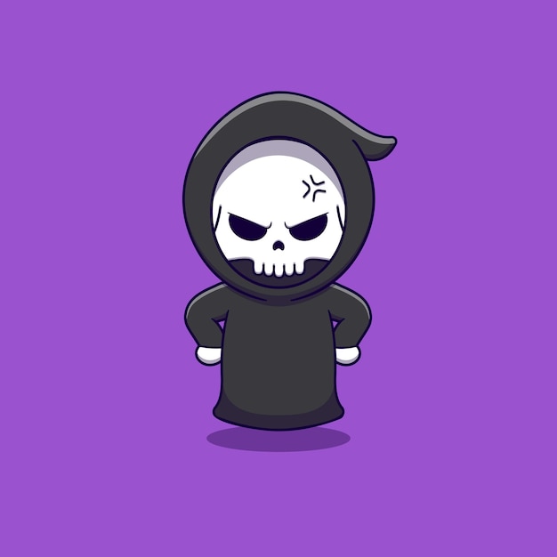 Leuke grim reaper boze uitdrukking met hand op taille