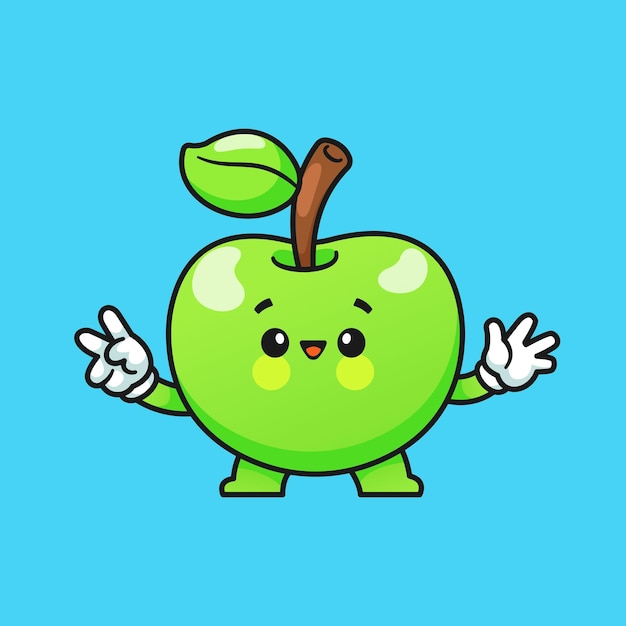 Leuke groene appel mascotte cartoon vector