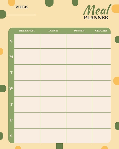 Leuke groene maaltijdplanner-sjabloon