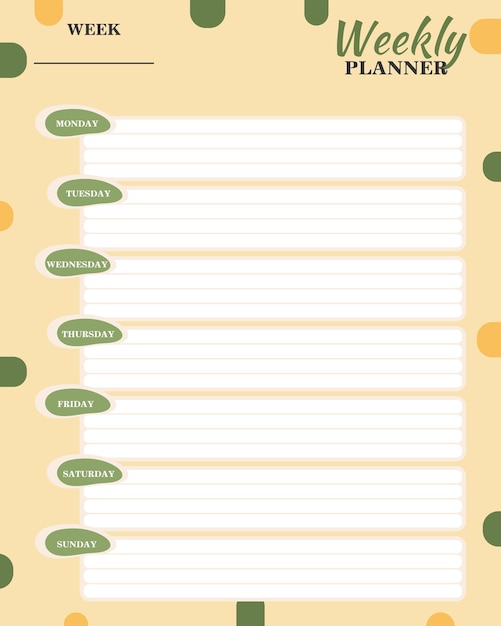 Leuke groene weekplannersjabloon