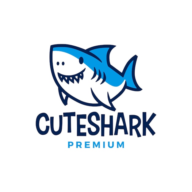 Leuke haai cartoon logo vector pictogram illustratie
