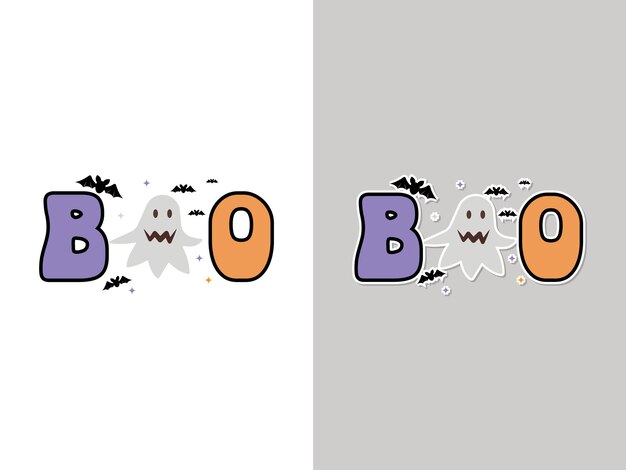 Vector leuke halloween boo ambachtelijke illustratie