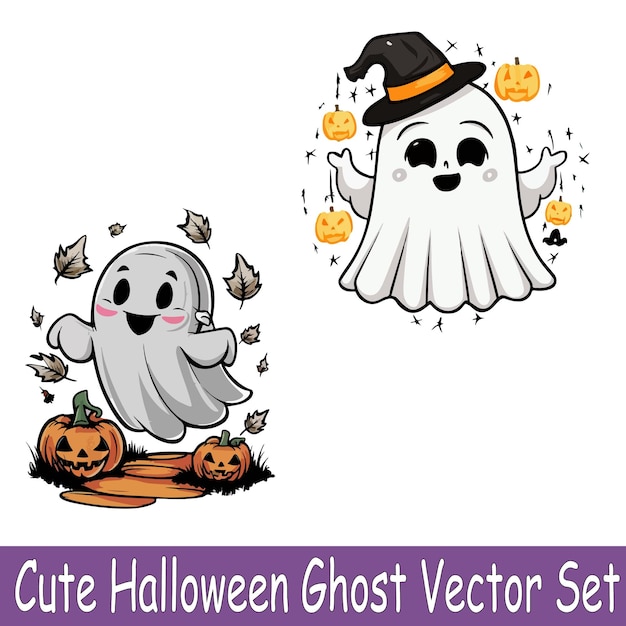 Vector leuke halloween ghost vector set