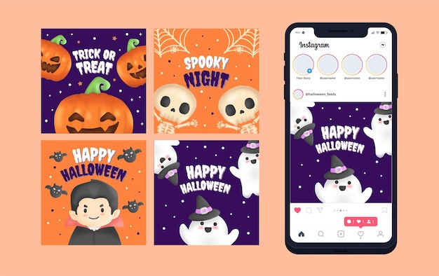 Leuke Halloween Instagram puzzelfeeds sjabloon