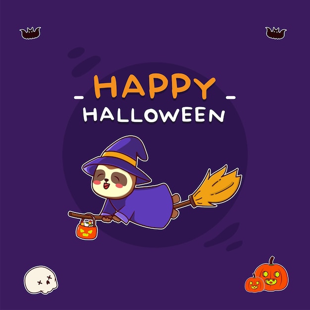 Leuke halloween-kaart karakter ontwerp illustratie