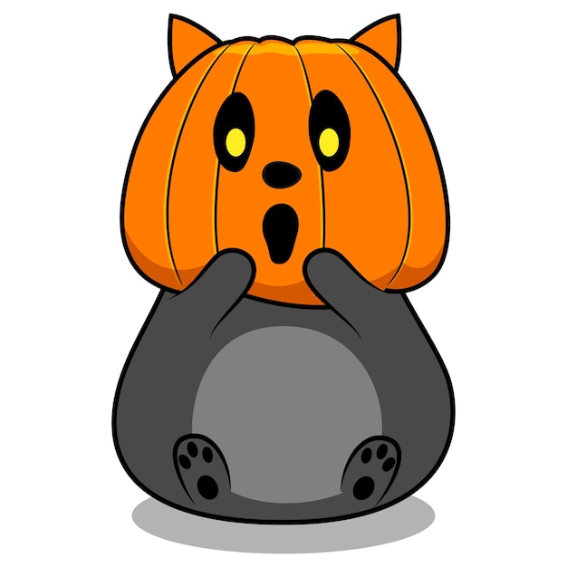 Leuke halloween-kat in krabbelstijl. Vector voorraad illustratie.