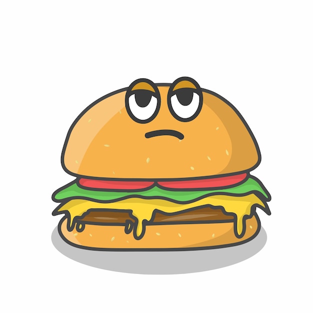 Leuke hamburger karakter vector sjabloon ontwerp illustratie