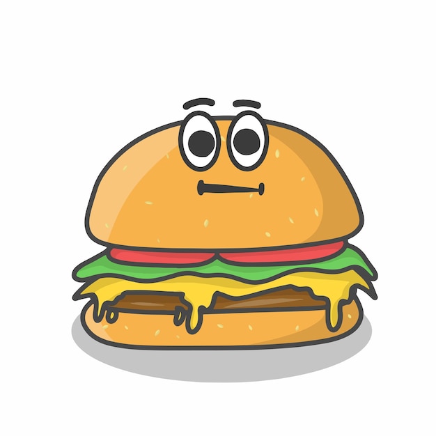 Leuke hamburger karakter vector sjabloon ontwerp illustratie