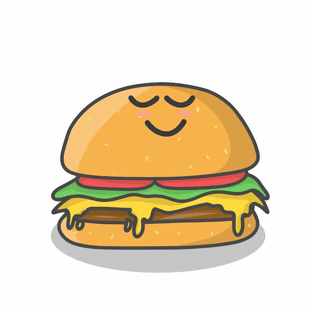 Leuke hamburger karakter vector sjabloon ontwerp illustratie