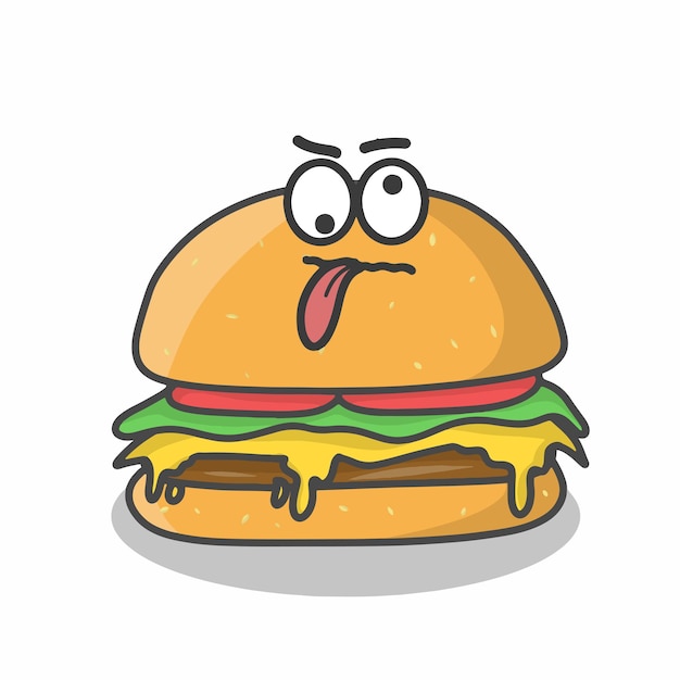 Leuke hamburger karakter vector sjabloon ontwerp illustratie