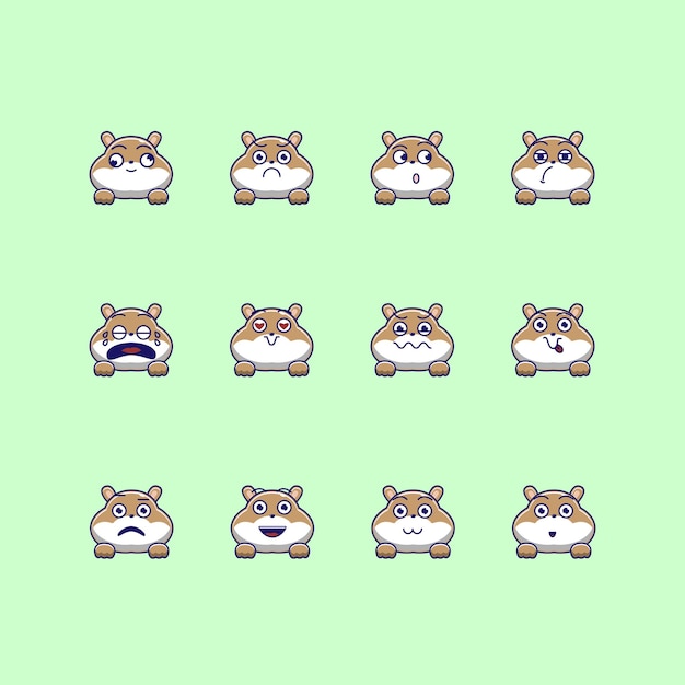 Vector leuke hamster emoticon emoji bundel