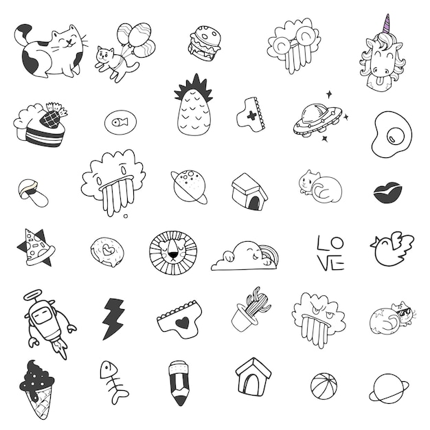 Leuke hand getrokken doodle vector set