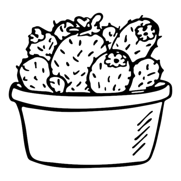 Leuke handgetekende cactusillustratie Kamerplant in een pot clipart Cosy home doodle