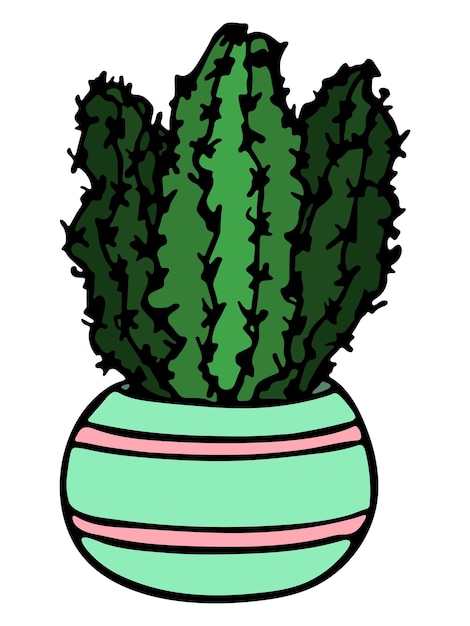 Leuke handgetekende cactusillustratie Kamerplant in een pot clipart Cosy home doodle