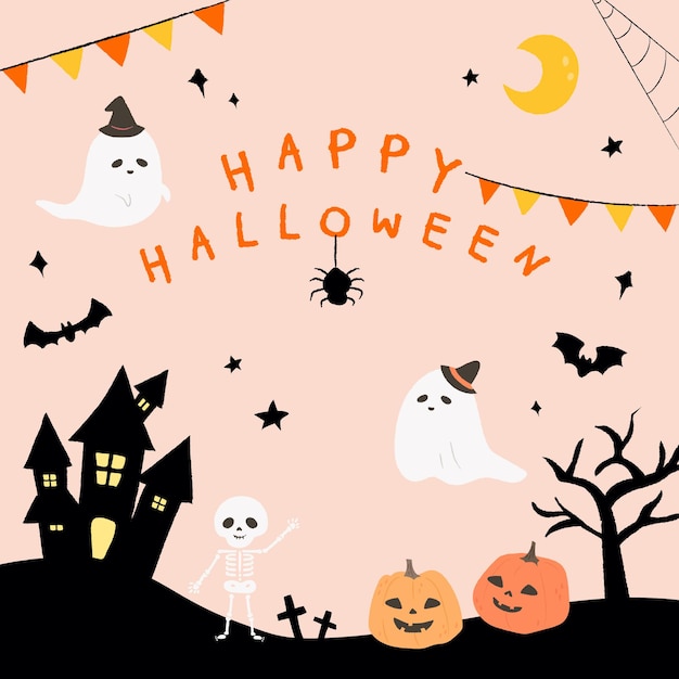 Leuke handgetekende halloween-illustratie