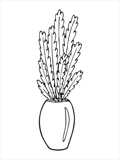 Leuke handgetekende kamerplant in een pot clipart Plant illustratie Cosy home doodle