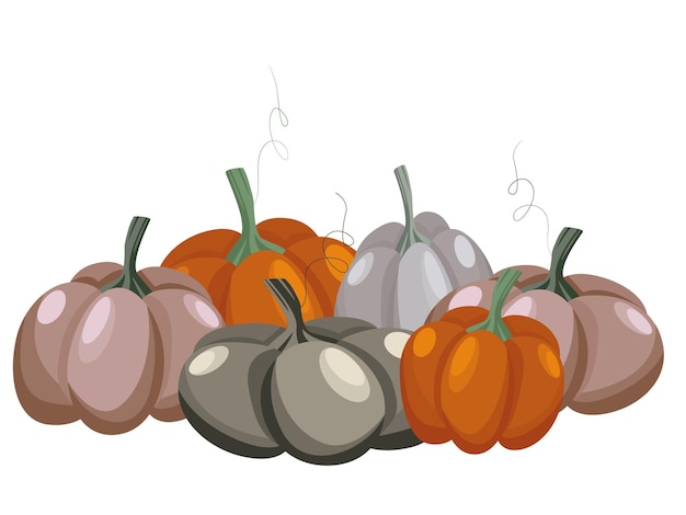 Leuke handgetekende pompoenen - geweldig als Thanksgiving-achtergrond, textiel, banners, wallpapers, inwikkeling