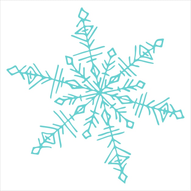 Leuke handgetekende sneeuwvlok Vector winter clipart Kerstmis en Nieuwjaar doodle