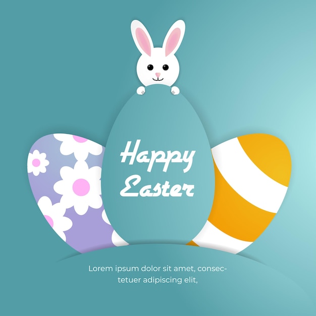 Leuke Happy Easter Day-achtergrond Geschikt voor post of begroeting op sociale media