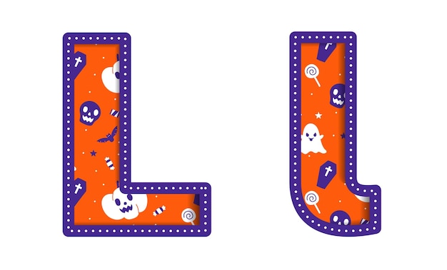 Leuke happy halloween l alfabet hoofdletter kleine letter party lettertype typografie karakter cartoon spooky