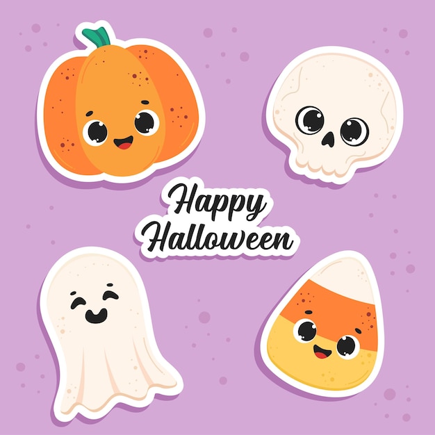 Leuke Happy Halloween-stickers Vector