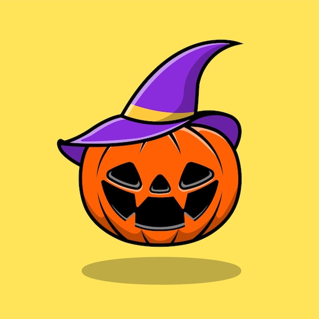 Leuke Heks Pompoen Halloween Cartoon Vector Pictogram Illustratie