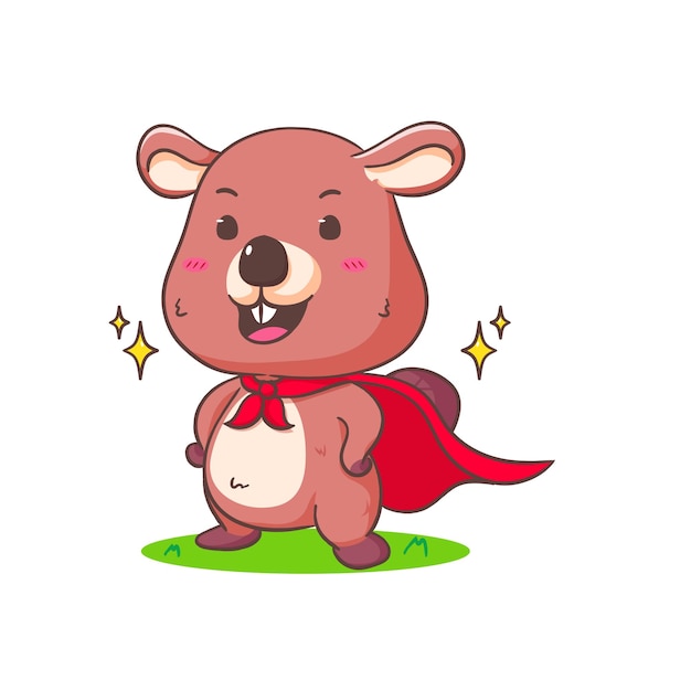 Leuke held Beaver Cartoon karakter mascotte vector illustratie schattig dier conceptontwerp